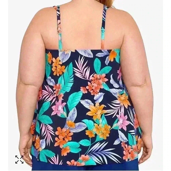 Swim Solutions Plus Size Printed Double-Strap Princess Tankini Top - Picture 2 of 7